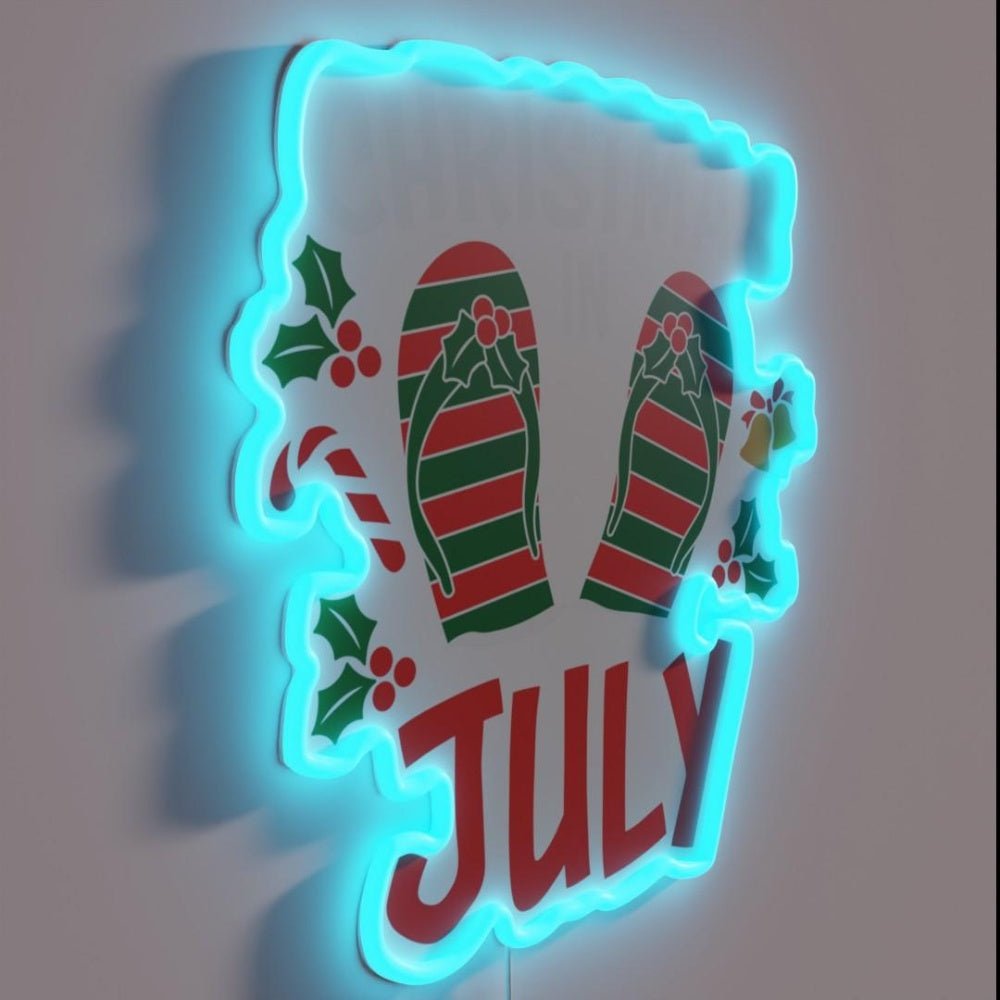 Funny Summer Beach Vacation Christmas In July Rgb Led Neon Sign - Shineneon