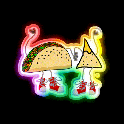 Funny Taco And Nacho Chip Cartoon Characters Taco Led Neon Sign Rgb Color - LED neon sign close-up detail