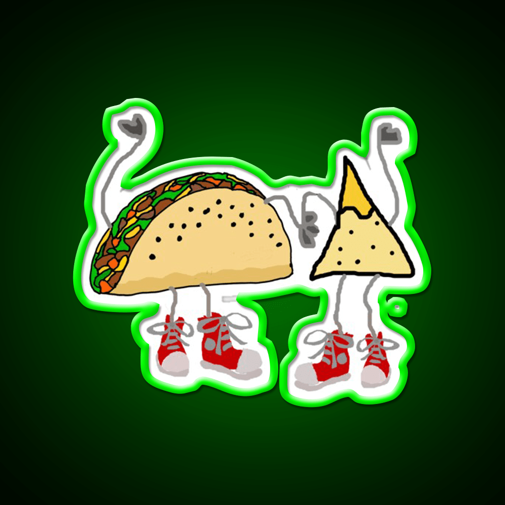 Funny Taco And Nacho Chip Cartoon Characters Taco Led Neon Sign Rgb Color - Shineneon