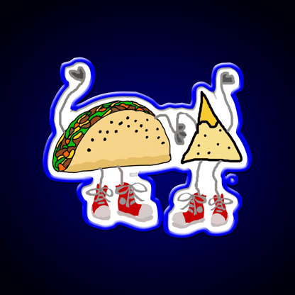 Funny Taco And Nacho Chip Cartoon Characters Taco Led Neon Sign Rgb Color - Shineneon