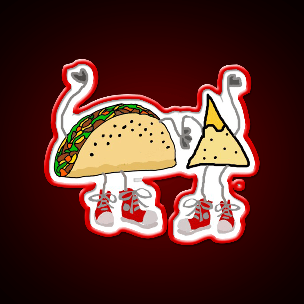 Funny Taco And Nacho Chip Cartoon Characters Taco Led Neon Sign Rgb Color - Shineneon