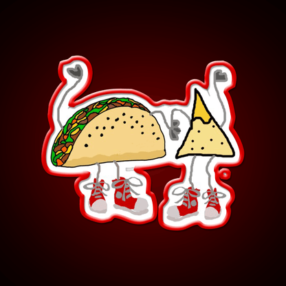 Funny Taco And Nacho Chip Cartoon Characters Taco Led Neon Sign Rgb Color - Shineneon