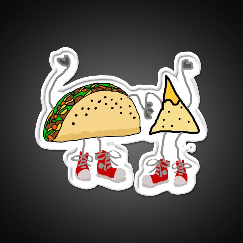 Funny Taco And Nacho Chip Cartoon Characters Taco Led Neon Sign Rgb Color - Shineneon