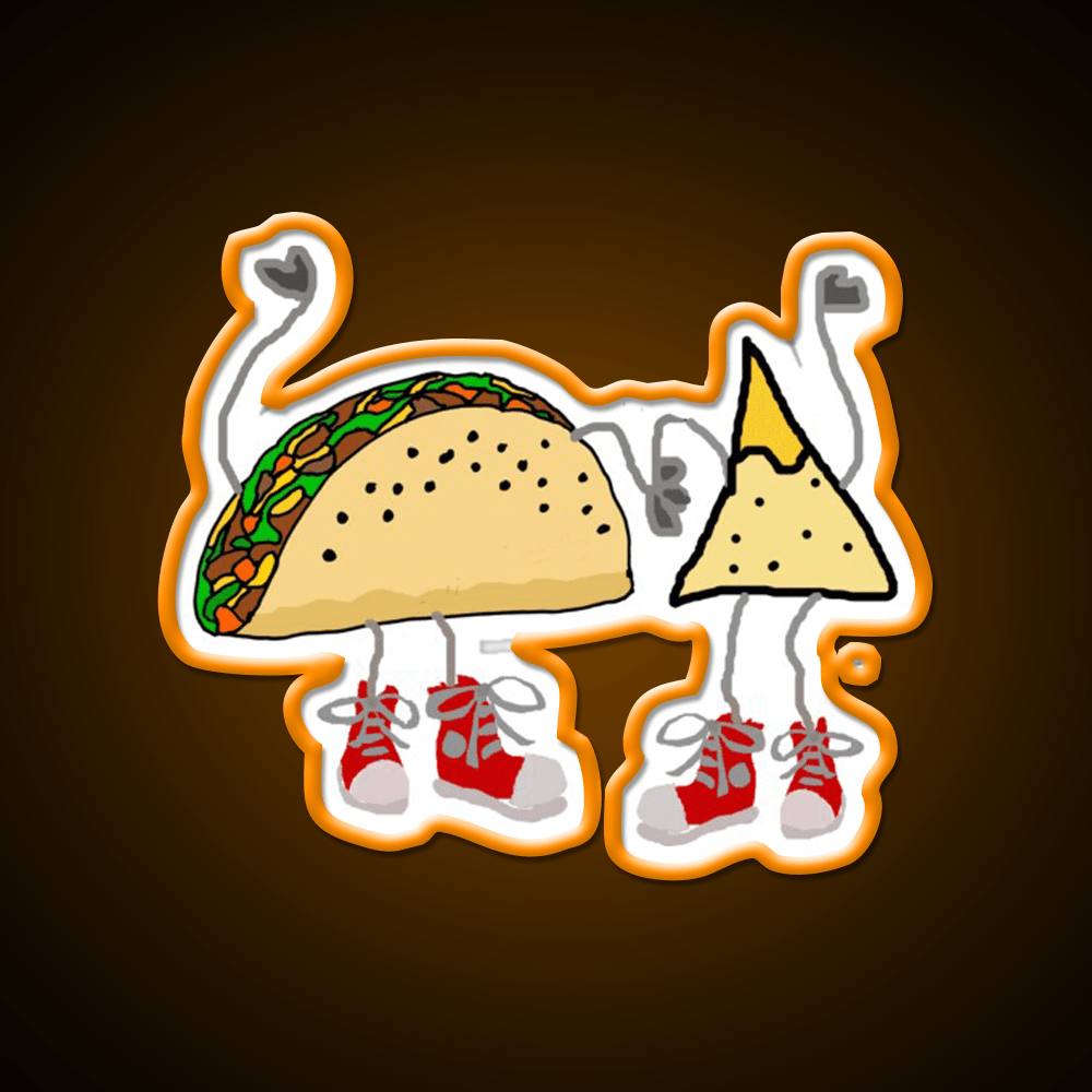Funny Taco And Nacho Chip Cartoon Characters Taco Led Neon Sign Rgb Color - Shineneon