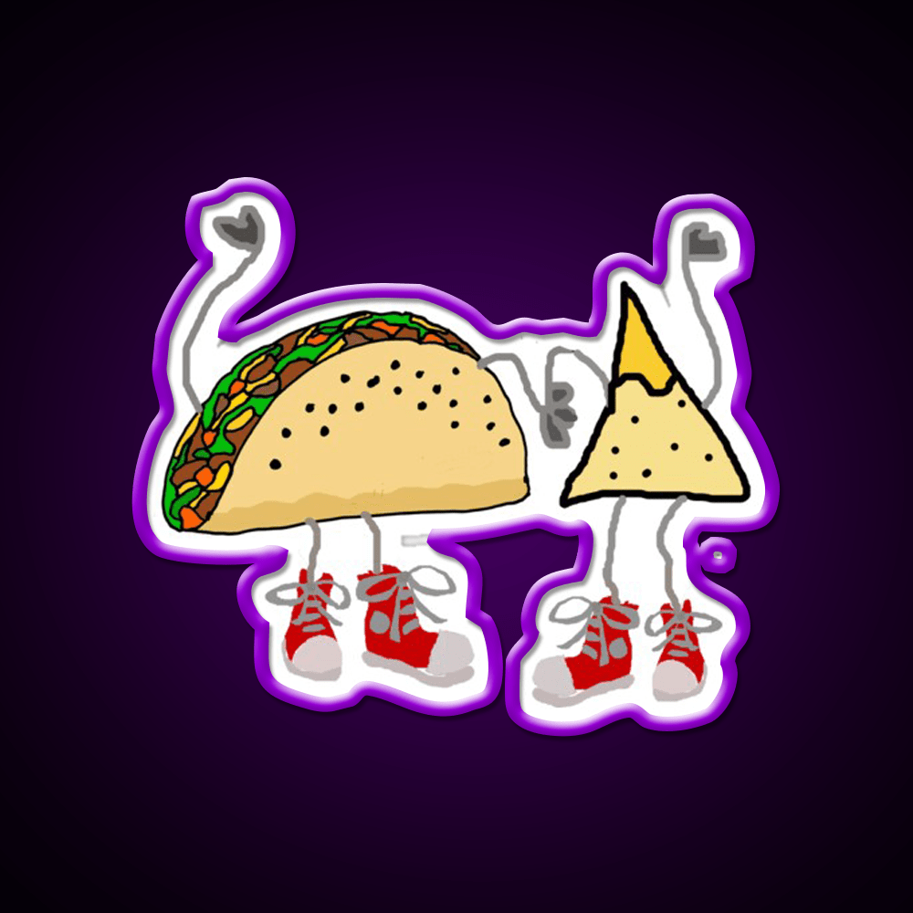 Funny Taco And Nacho Chip Cartoon Characters Taco Led Neon Sign Rgb Color - Shineneon