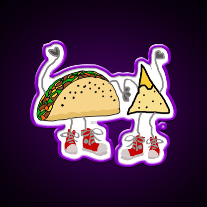 Funny Taco And Nacho Chip Cartoon Characters Taco Led Neon Sign Rgb Color - Shineneon