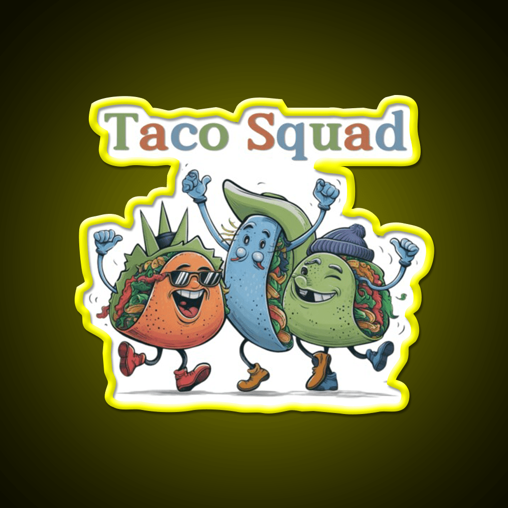 Funny Taco Squad Taco Led Neon Sign Mexican Food Sign Rgb Color - Shineneon