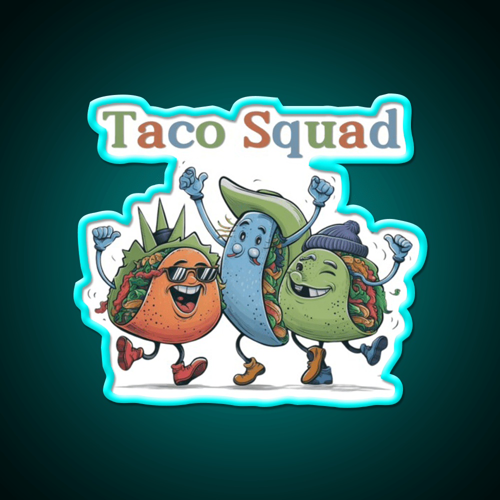 Funny Taco Squad Taco Led Neon Sign Mexican Food Sign Rgb Color - Shineneon