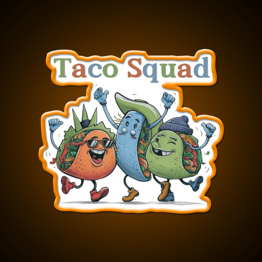 Funny Taco Squad Taco Led Neon Sign Mexican Food Sign Rgb Color - Shineneon