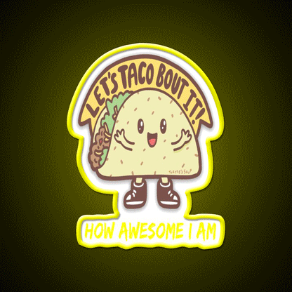 Funny Taco Taco Led Neon Sign Mexican Food Sign Rgb Color - Custom LED neon sign front view