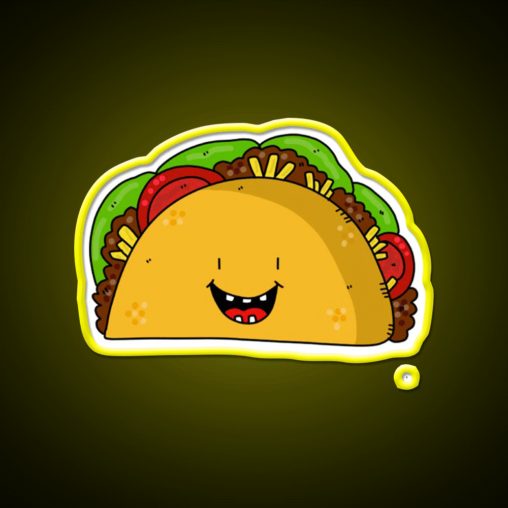 Funny Tacos Fast Food Led Neon Sign For Burger Place Rgb Color - Custom LED neon sign front view
