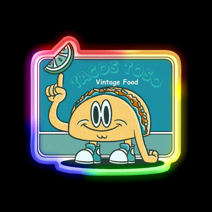 Funny Tacos Vintage Food Taco Led Neon Sign Mexican Food Sign Rgb Color - LED neon sign close-up detail