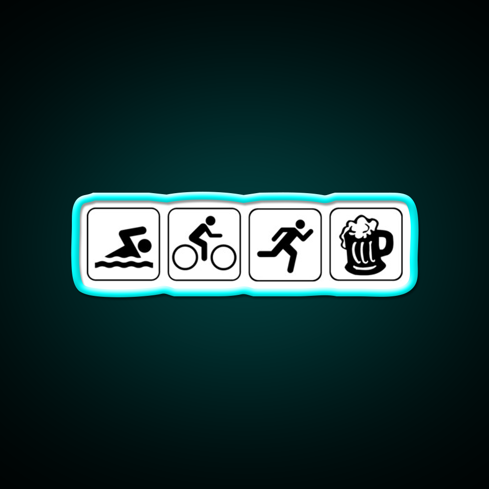 Funny Triathlete Swim Cycle Run Beer Bar Decor Led Neon Sign Rgb Color - Size and dimension reference