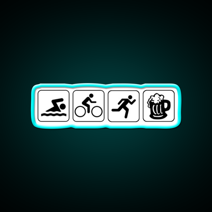Funny Triathlete Swim Cycle Run Beer Bar Decor Led Neon Sign Rgb Color - Size and dimension reference