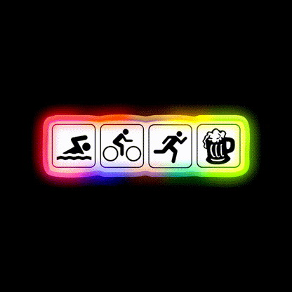Funny Triathlete Swim Cycle Run Beer Bar Decor Led Neon Sign Rgb Color - LED neon sign close-up detail