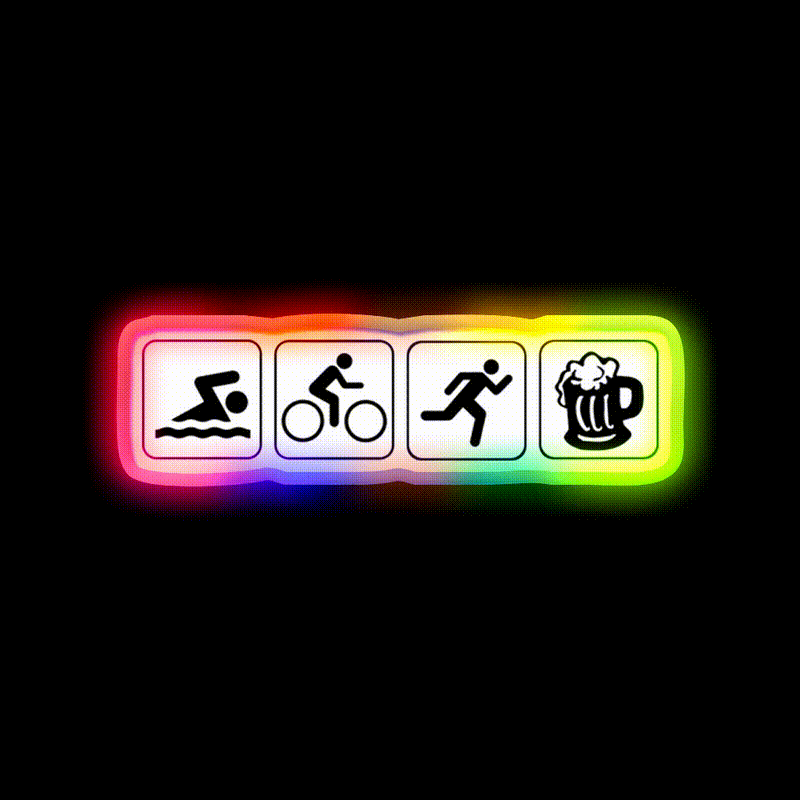 Funny Triathlete Swim Cycle Run Beer Bar Decor Led Neon Sign Rgb Color - LED neon sign close-up detail