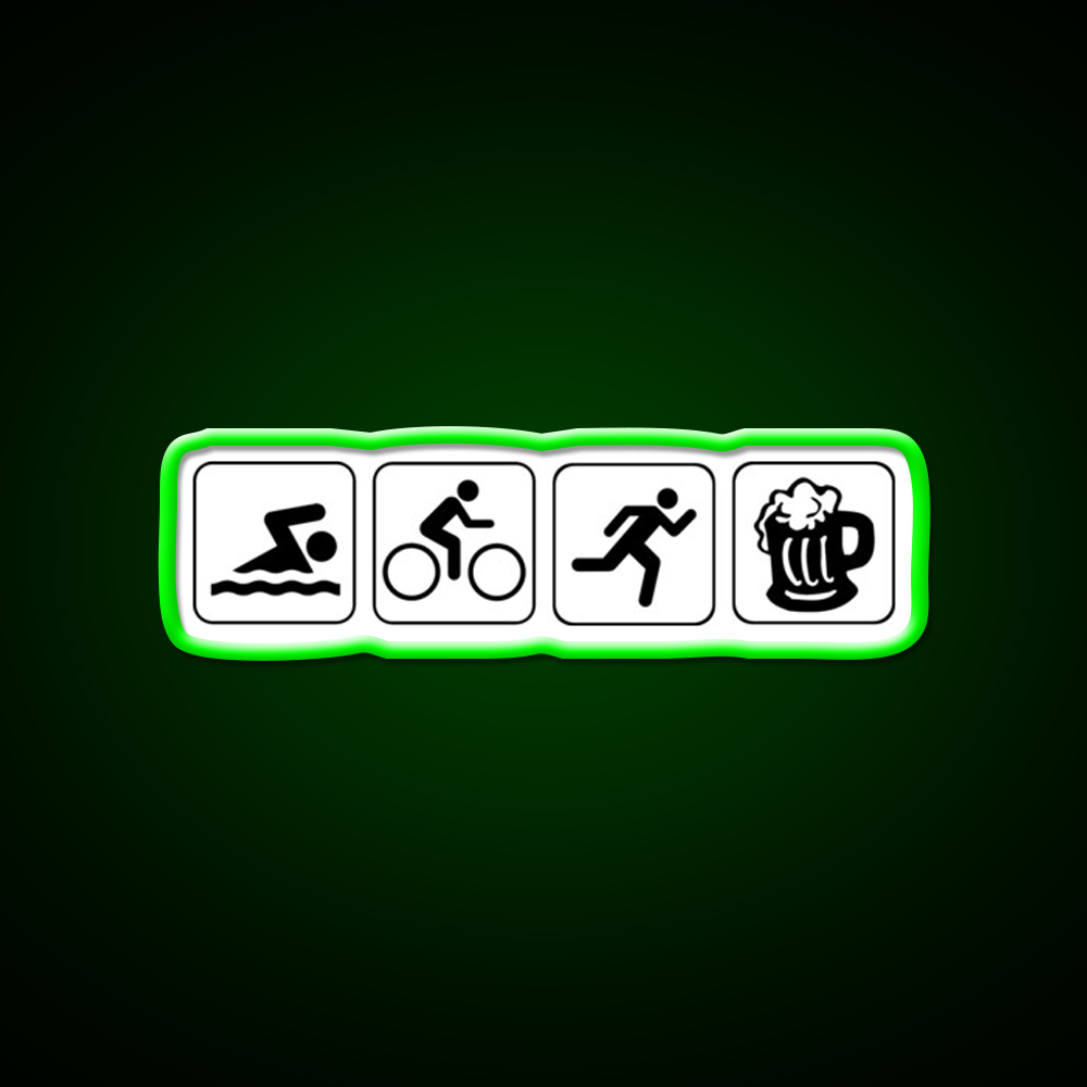 Funny Triathlete Swim Cycle Run Beer Bar Decor Led Neon Sign Rgb Color - LED neon sign view 8