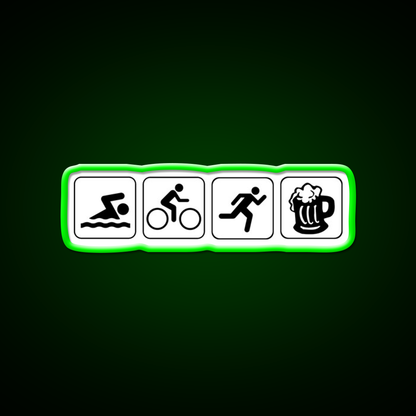 Funny Triathlete Swim Cycle Run Beer Bar Decor Led Neon Sign Rgb Color - LED neon sign view 8