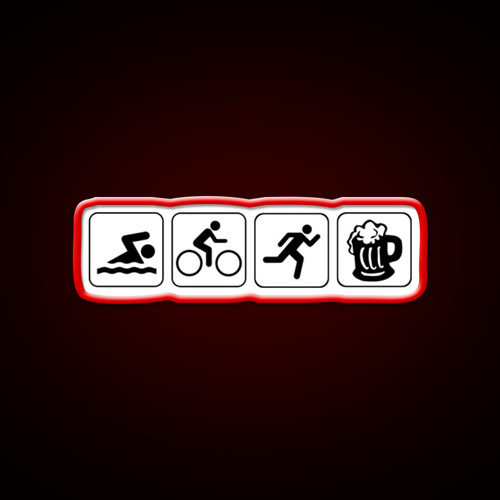 Funny Triathlete Swim Cycle Run Beer Bar Decor Led Neon Sign Rgb Color - LED neon sign view 10