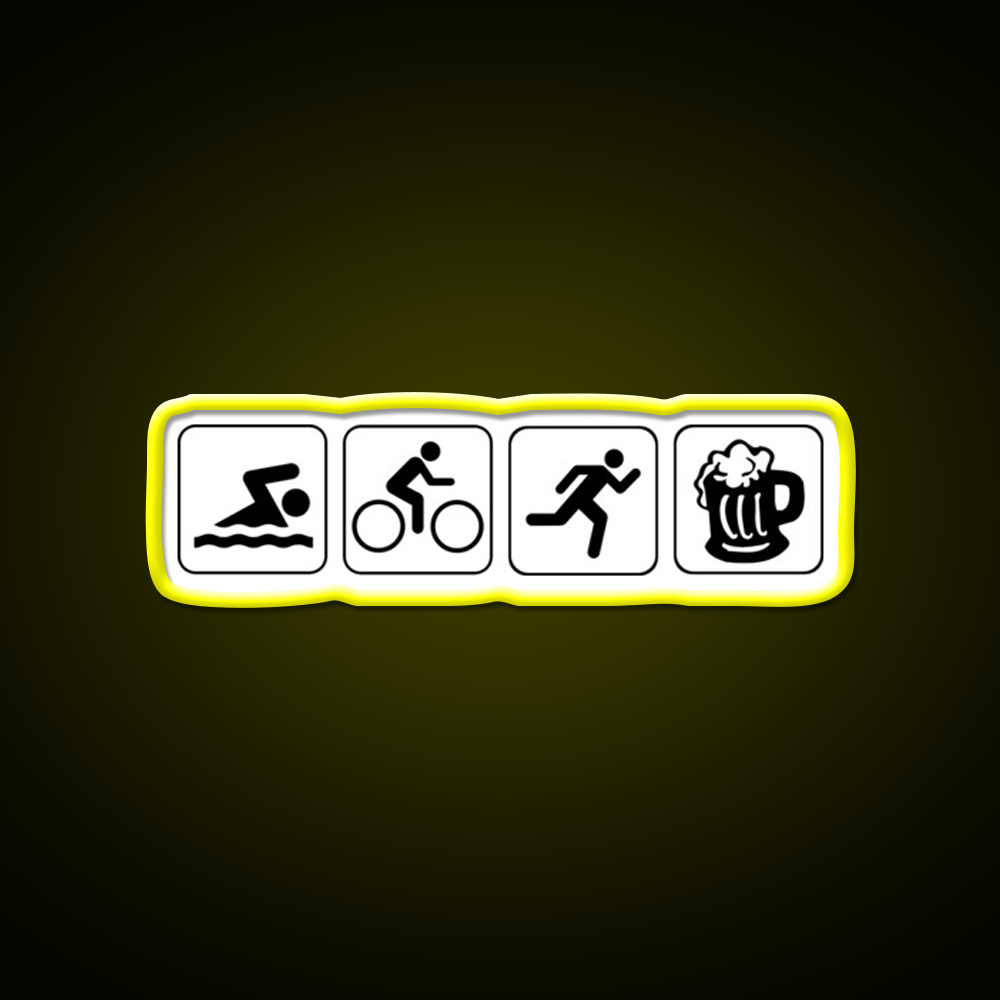 Funny Triathlete Swim Cycle Run Beer Bar Decor Led Neon Sign Rgb Color - LED neon sign view 7