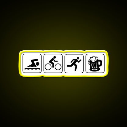 Funny Triathlete Swim Cycle Run Beer Bar Decor Led Neon Sign Rgb Color - LED neon sign view 7