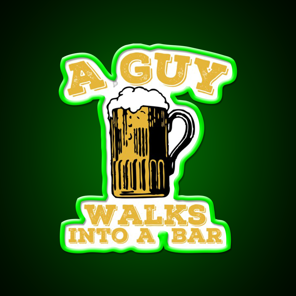 Funny Walks Into A Bar Man Cave Bar Led Neon Sign Rgb Color