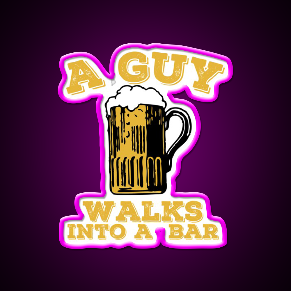 Funny Walks Into A Bar Man Cave Bar Led Neon Sign Rgb Color