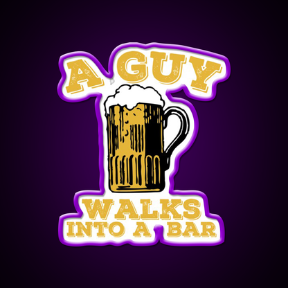 Funny Walks Into A Bar Man Cave Bar Led Neon Sign Rgb Color