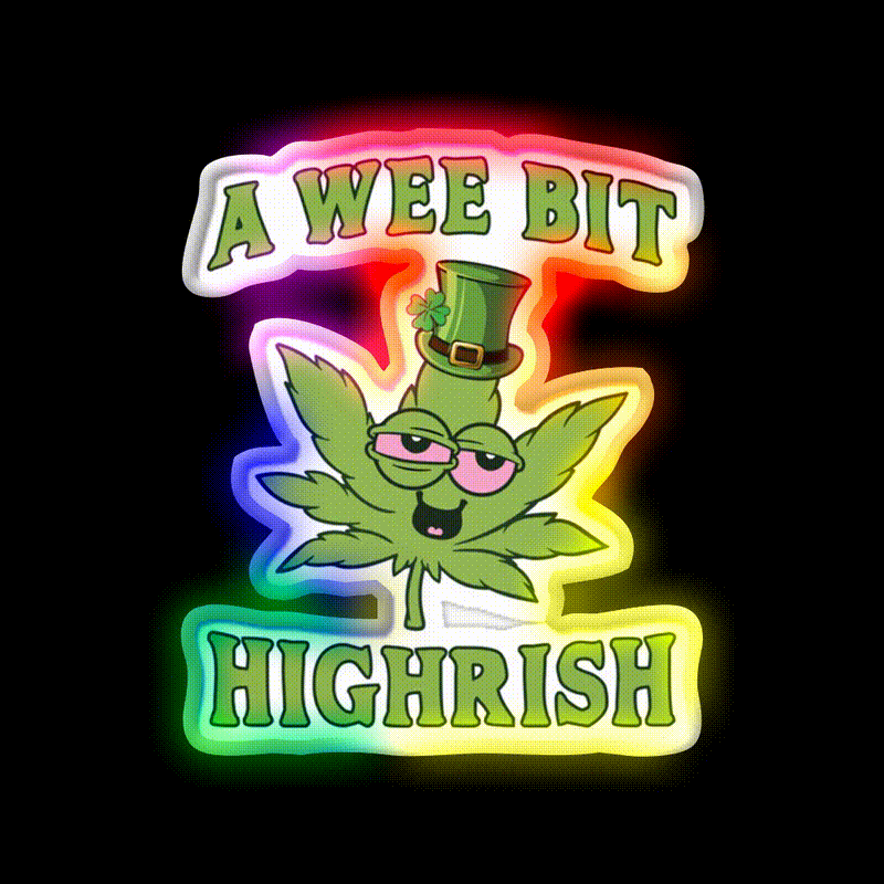 Funny Weed Stoner 420 St Patricks Day Green Leaf Led Neon Sign Rgb Color - LED neon sign close-up detail