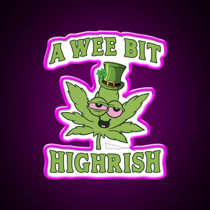 Funny Weed Stoner 420 St Patricks Day Green Leaf Led Neon Sign Rgb Color - Neon sign mounted on wall in room
