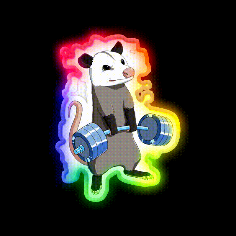 Funny Weight Lifting Fitness Gym Opossum Gym Fitness Led Neon Sign Rgb Color
