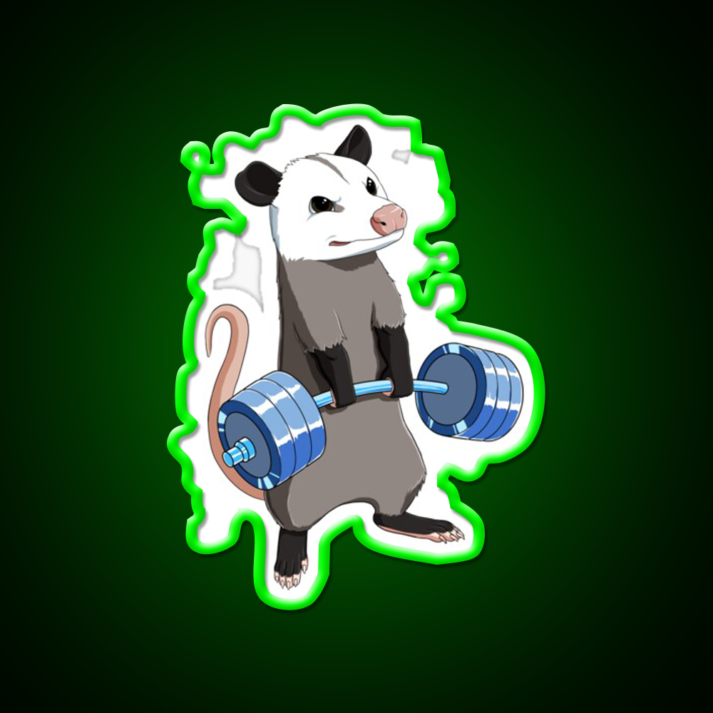 Funny Weight Lifting Fitness Gym Opossum Gym Fitness Led Neon Sign Rgb Color