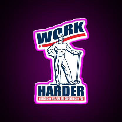 Funny Work Harder Beer Bar Decor Led Neon Sign Rgb Color - Neon sign mounted on wall in room