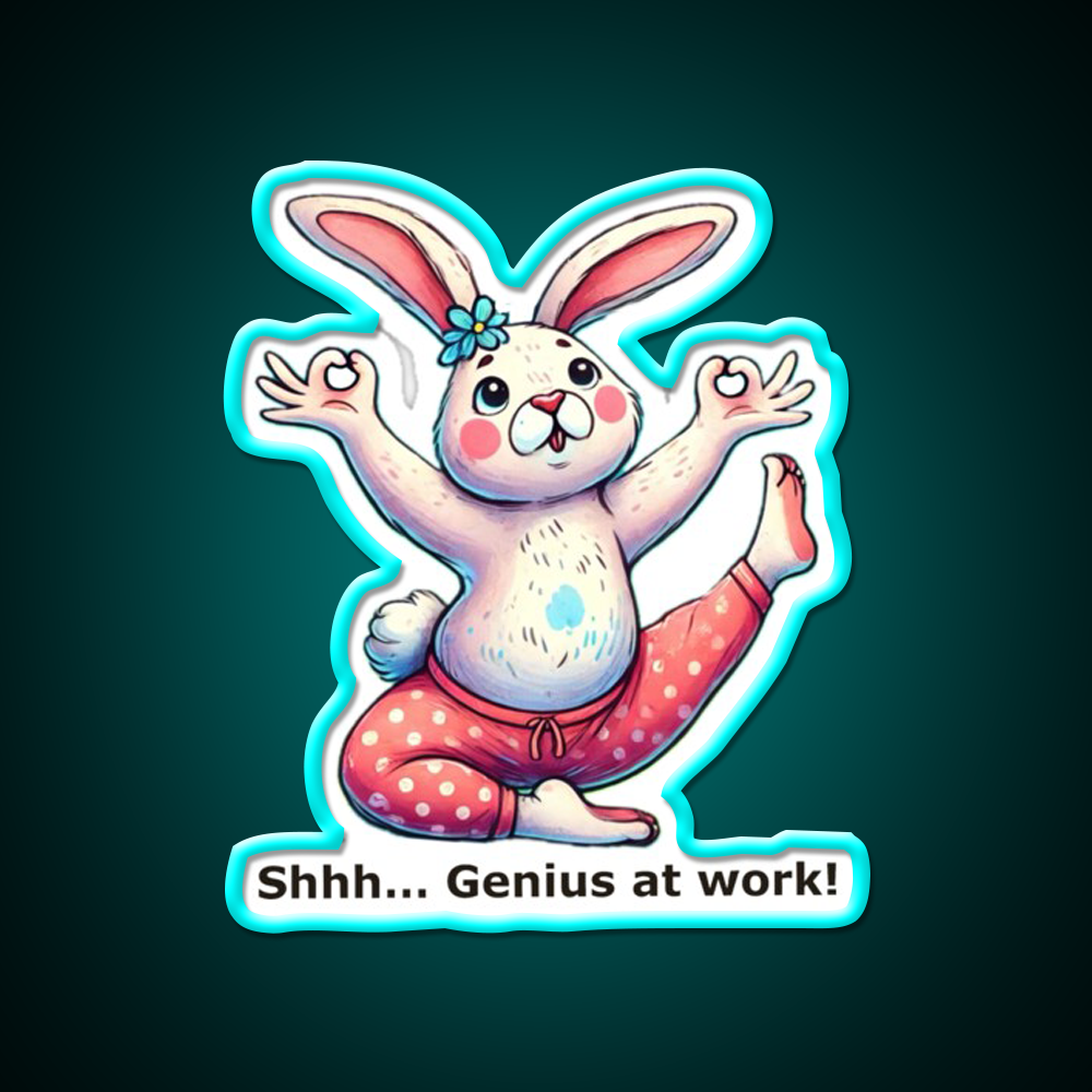 Funny Yoga Bunny Poses Yoga Led Neon Sign For Wellness Space Rgb Color