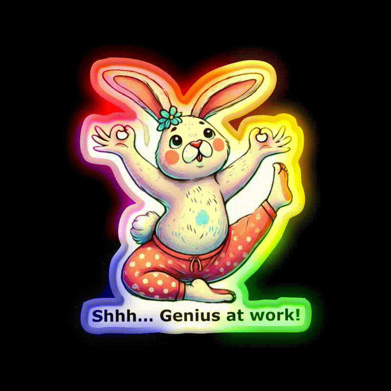 Funny Yoga Bunny Poses Yoga Led Neon Sign For Wellness Space Rgb Color
