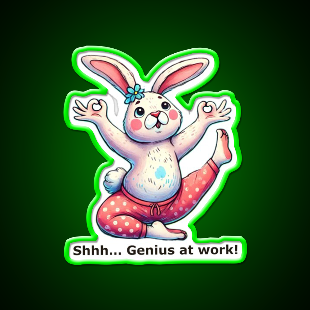 Funny Yoga Bunny Poses Yoga Led Neon Sign For Wellness Space Rgb Color