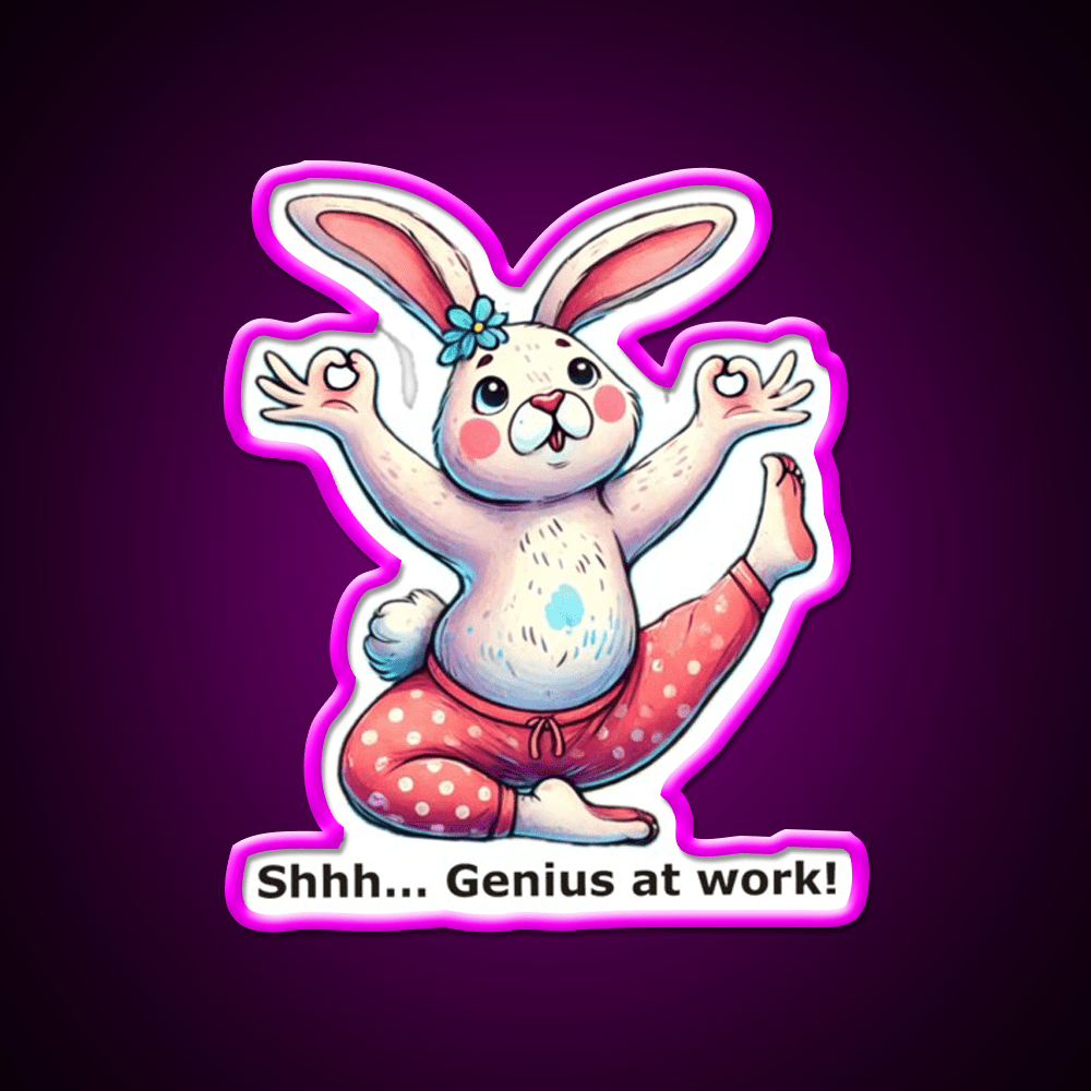 Funny Yoga Bunny Poses Yoga Led Neon Sign For Wellness Space Rgb Color - Shineneon