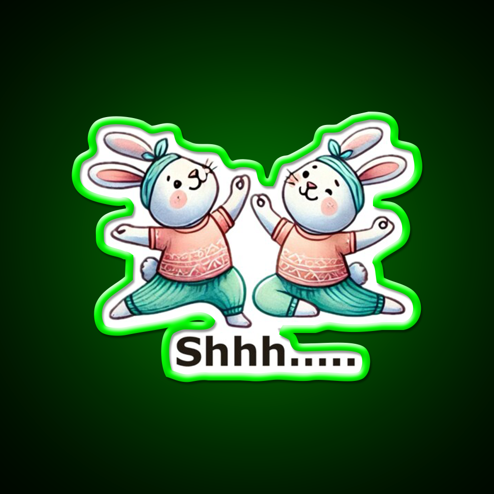Funny Yoga Bunny Poses Yoga Led Neon Sign Yoga Studio Rgb Color