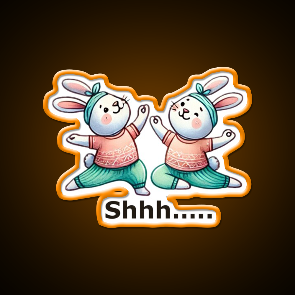 Funny Yoga Bunny Poses Yoga Led Neon Sign Yoga Studio Rgb Color