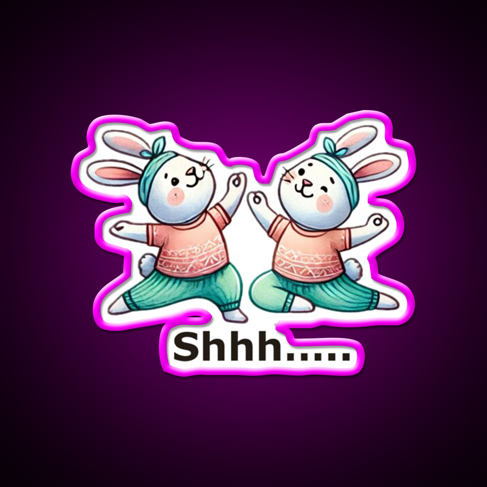 Funny Yoga Bunny Poses Yoga Led Neon Sign Yoga Studio Rgb Color