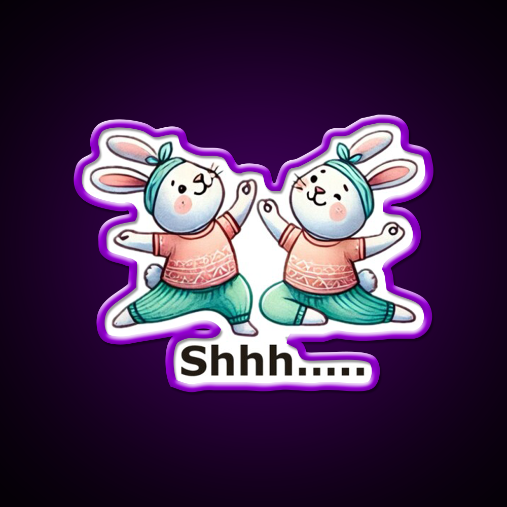 Funny Yoga Bunny Poses Yoga Led Neon Sign Yoga Studio Rgb Color