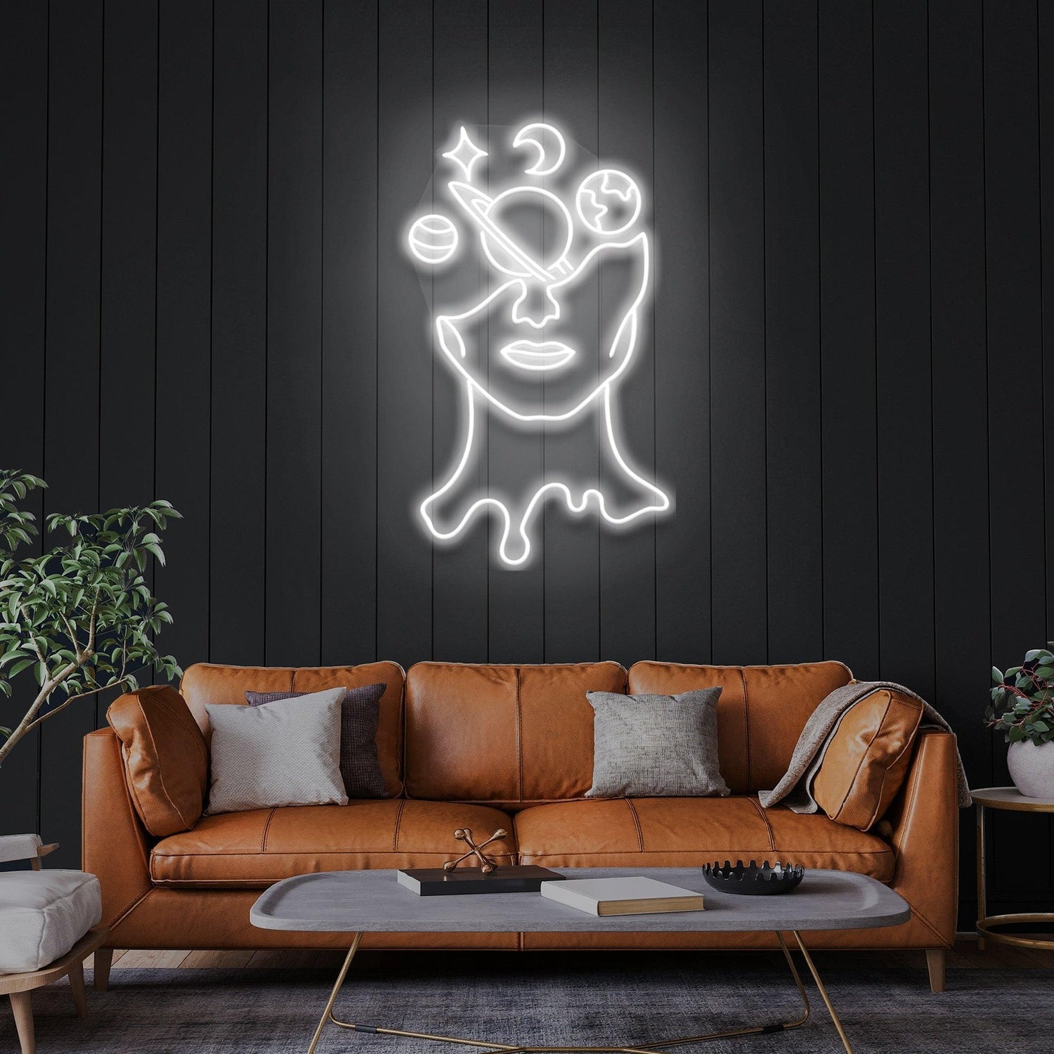 Galaxy Face Cosmic Elements Uv Printed Led Neon Sign Artwork For Artistic Home Decor | Shineneon