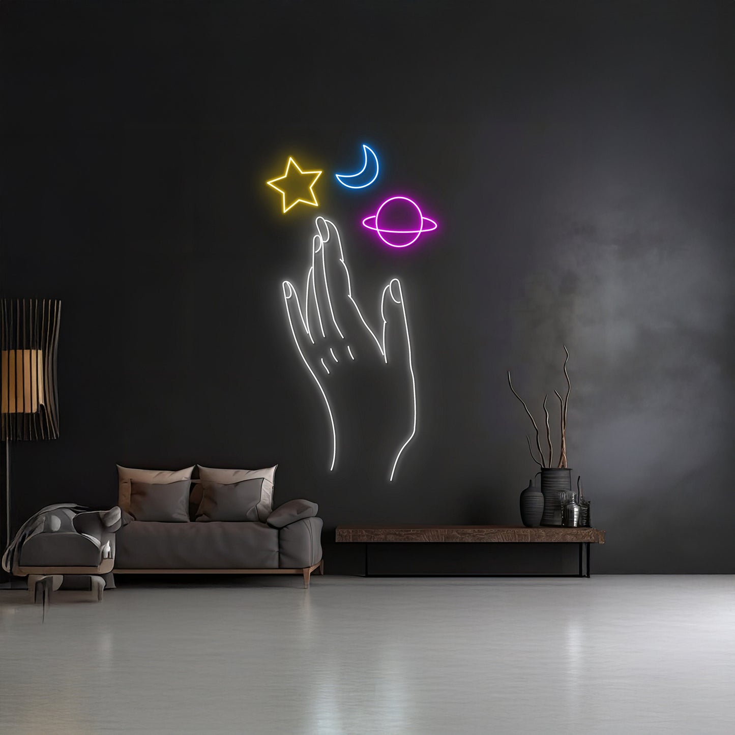 Galaxy Hand Led Sign Space Hand Neon Sign