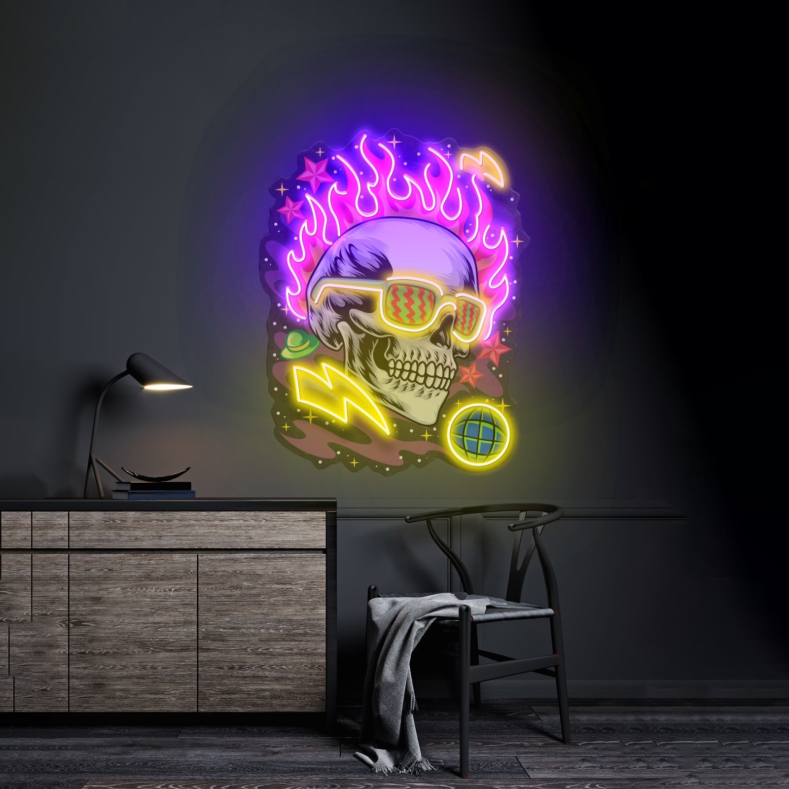 Galaxy Skull Led Neon Sign Light Custom Led Signs - Shineneon