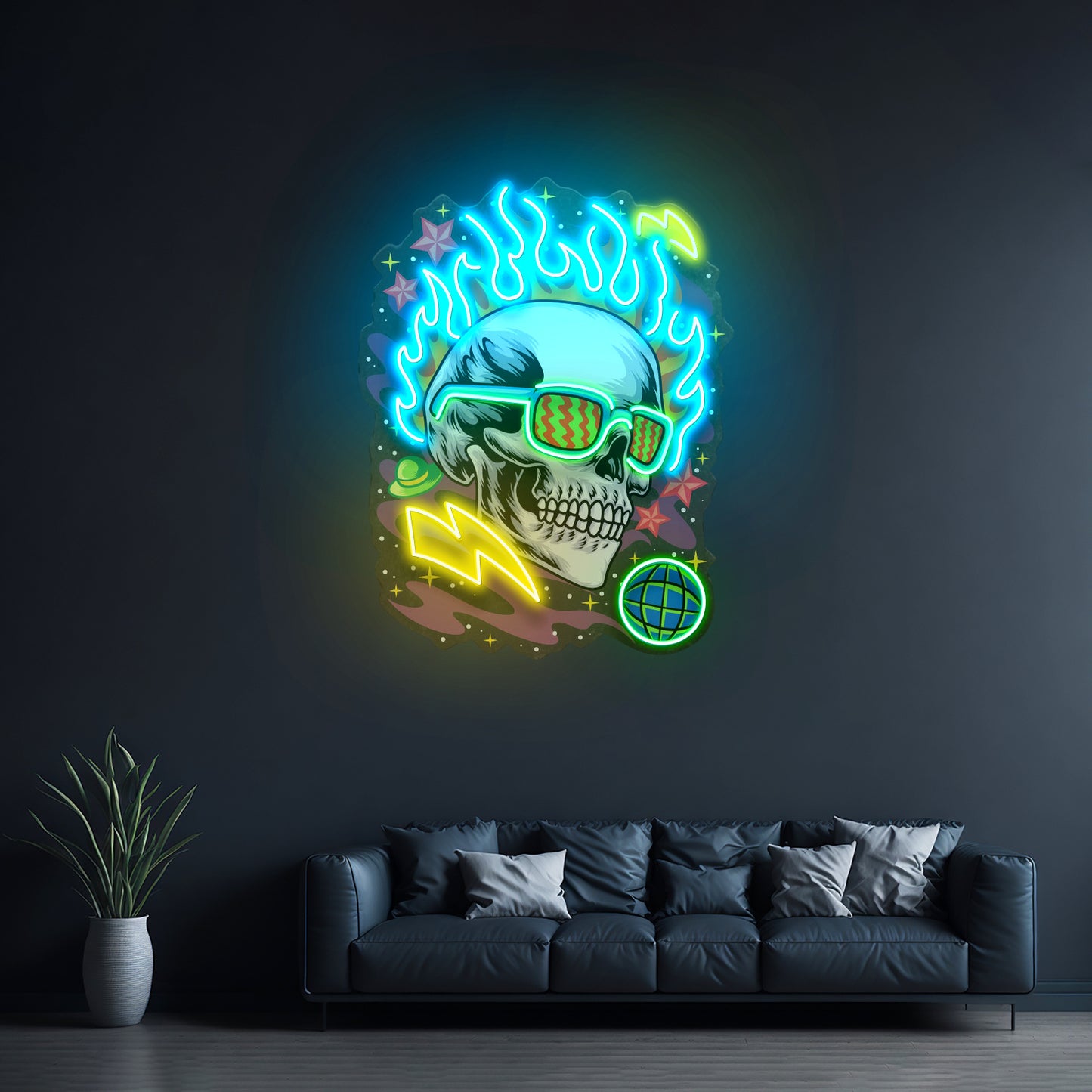 Galaxy Skull Led Neon Sign Light Custom Led Signs