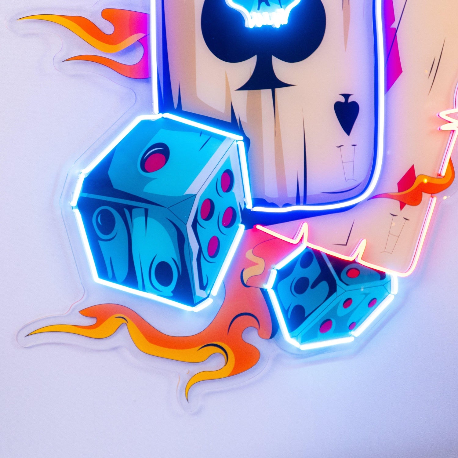 Gambling Poker Skull Flame Uv Printed Led Neon Sign For Bar Game Room Decor | Shineneon