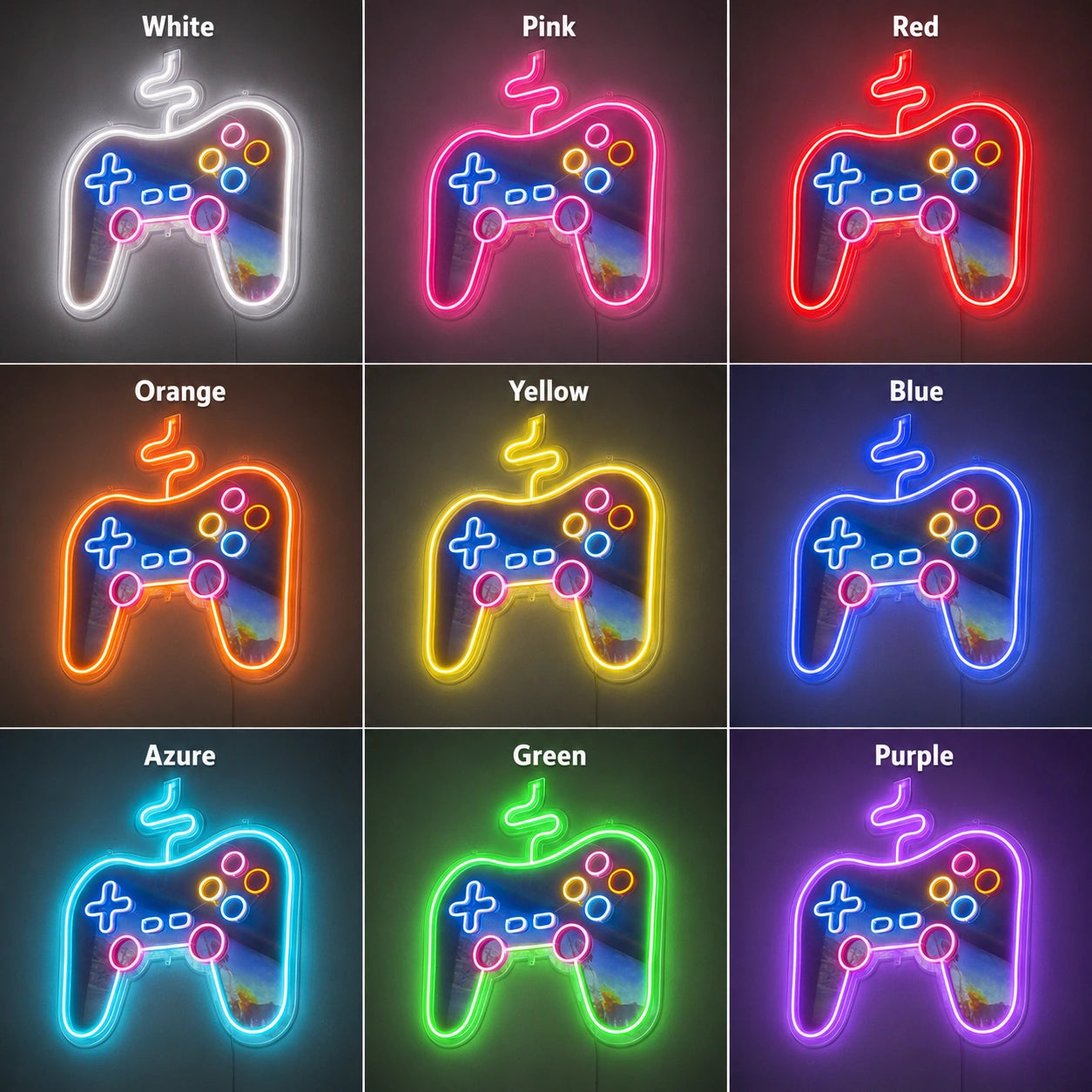 Game Controller Neon Sign Wall Art LED Neon Sign color grid