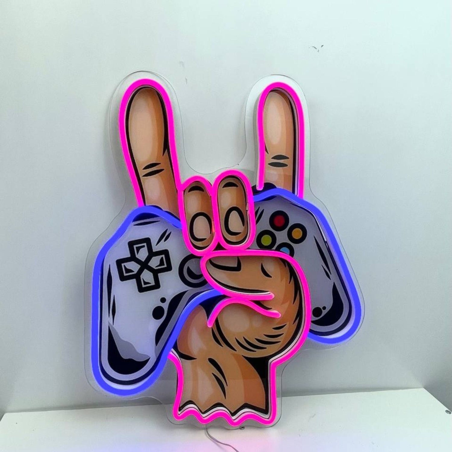 Game Controller Rock Hand Decal Printed Led Neon Sign | Shineneon