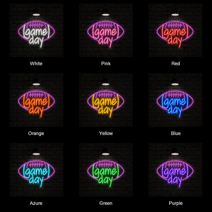 Game Day Football Man Cave LED Neon Sign color grid