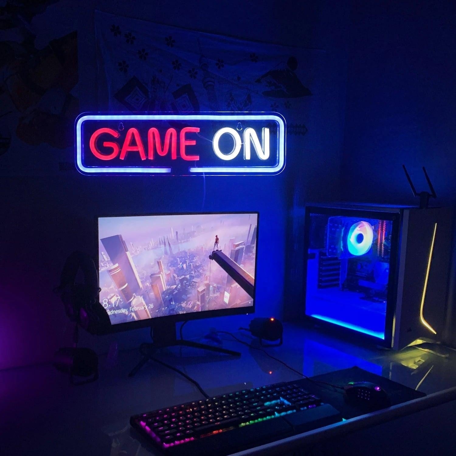 Game On Tri - Color Led Neon Sign For Gaming Room Decor - Shineneon